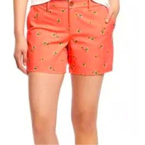 *Old Navy Coral with Palm Tree Print Size 10 Chino Shorts #MBG